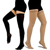 2 Pairs Anti Embolism Ted Hose Thigh High 15-20 mmHg Compression Stocking,Post Surgery Support Compression Socks with Inspect Toe Hole for Women & Men