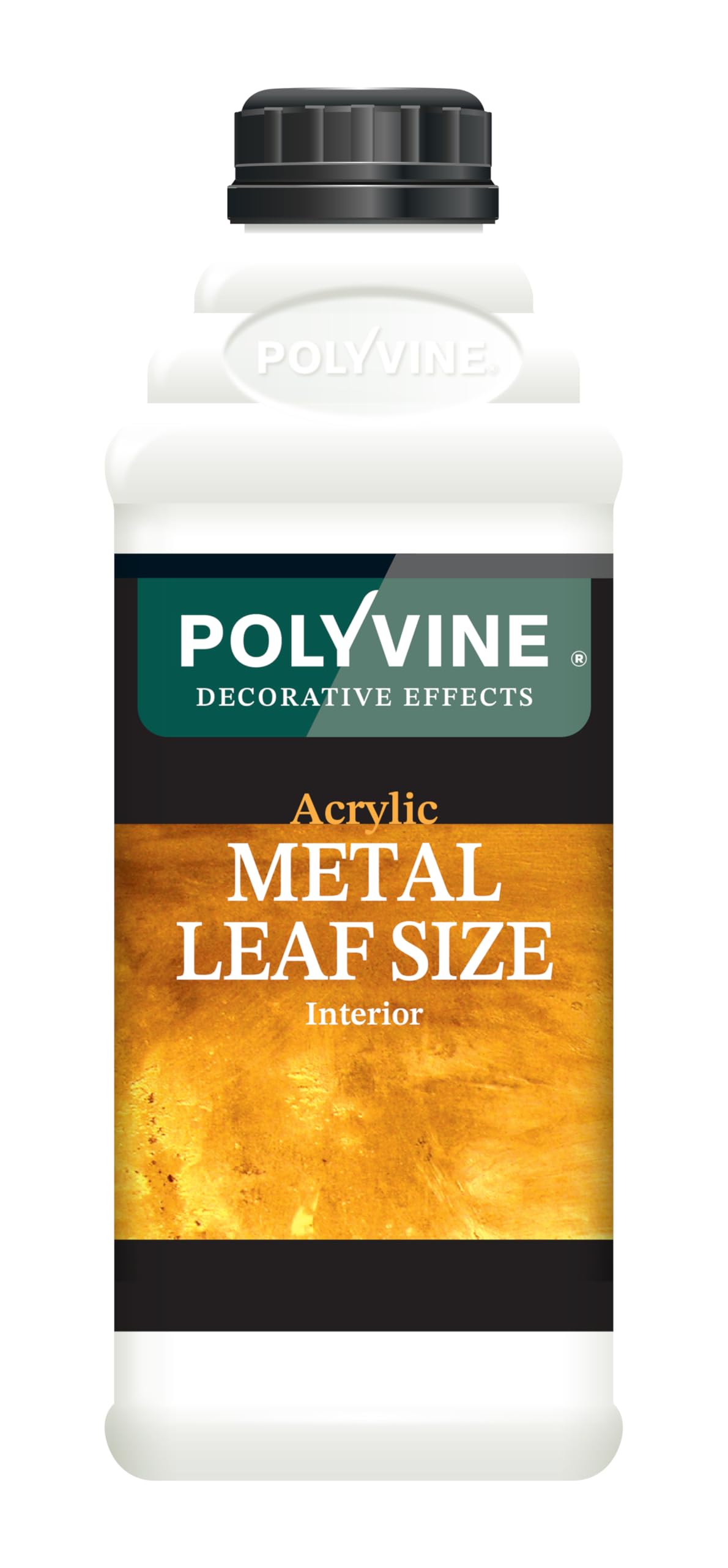 Polyvine Metal Leaf Size Acrylic Adhesive – Interior Gilding Glue for Gold Leaf, Metal Leaf & Foil. Water-Based, Low Odour, Easy Clean, Long Open Time. Furniture, Plaster & Decorative Features (1L)
