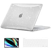 EooCoo Case Compatible with MacBook Pro 13 inch M2 2024 2023 2022-2016 Release M1 A2338 A2289 A2251 A2159 A1989 A1706 A1708 Protective Hard Case with Keyboard Cover, Screen Protector, Sparkly Clear
