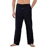 Vulcanodon Mens 100% Cotton Pajama Pants Fleece Plaid Bottoms with Pockets and Button Fly