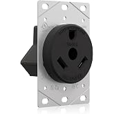 ELEGRP 30 Amps RV Receptacle, Flush Mounting Power Outlet, NEMA TT-30R 125V, Electrical Straight Blade Receptacle for RV and Travel Trailers, Heavy Duty, Grounding, 2 Pole 3 Wire, UL Listed, 1 Pack