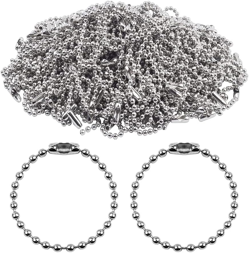 Generic 100Pcs Metal Ball Bead Chain Keyring Extender 5.9in Silver Iron