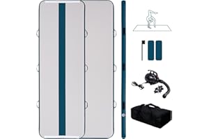Tuxedo Sailor Inflatable Gymnastics Mat with Electric Pump, Storage Bag, Repair Kit–Air Mat for Home Training, Cheerleading, Yoga