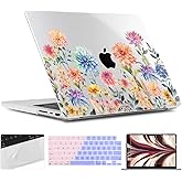 TWOLSKOO for MacBook Pro 14 inch Case M5 M4 M3 M2 M1 Pro Max Chip (2026-2021), Plastic Hard Shell & Keyboard Cover & Screen Protector & Trackpad Film, Beautiful Flowers