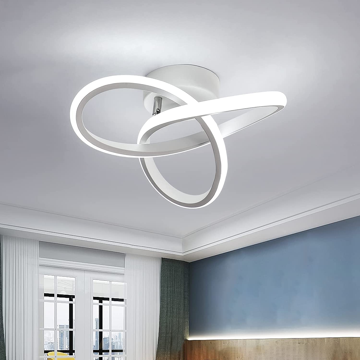 Modern LED Ceiling Lights, 22W Creative Flower Shape Ceiling Light, Balcony Aisle Ceiling Lamp, Home Corridor Porch Ceiling Lights Cloakroom Lamp, Chic Ceiling Chandelier (Cool White 6000K)