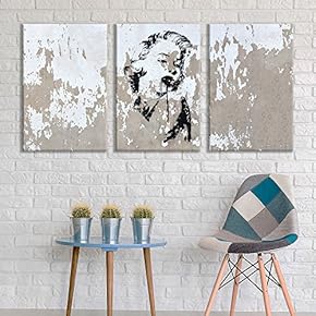 3 Panel Canvas Wall Art - Triptych Street Graffiti Series - Marilyn Stencil - Giclee Print Gallery Wrap Modern Home Art Ready to Hang - 16"x24" x 3 Panels