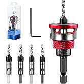 Countersink Drill Bit Set, 4PCS HSS Cutters and Depth Stop for Wood | 1/4" Hex Shank Countersink Drill Bit for Wood with Wrench for 82 Degree Woodworking Tools &amp; Hand Tools