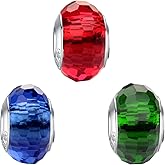 HappyStar 925 Sterling Silver Clear Charm Bead fit Charm Bracelets Idea DIY Dangle Pendants Charms Beads Simulated Birthstone Charms Birthday Gifts for Women