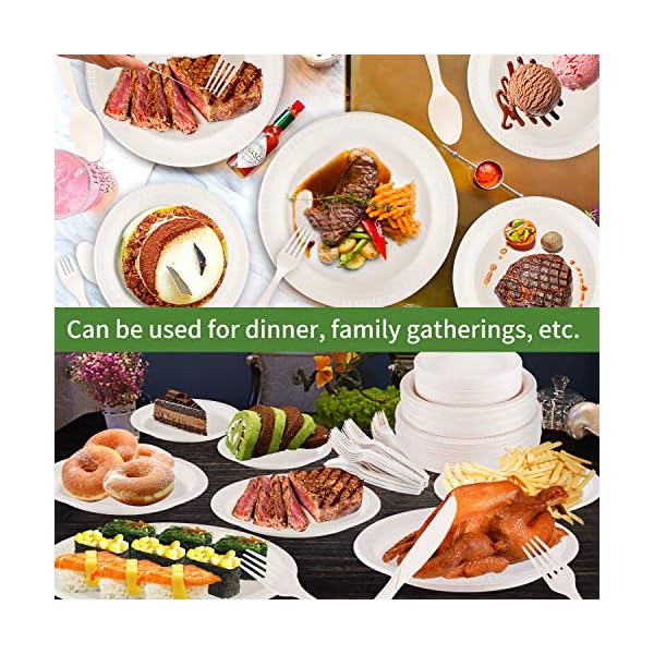 210PCS-Re-usable-Tableware-Set-Cornstarch-Cutlery-Plates-Forks-KnivesSpoons-Included-Eco-Friendly-Cornstarch-Dinnerware-for-Christmas-Party-BBQ-Picnic 210PCS Re-usable Tableware Set, Cornstarch Cutlery Plates, Forks, Knives,Spoons Included, Eco-Friendly Cornstarch Dinnerware for Christmas Party BBQ Picnic