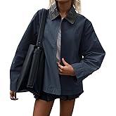 Cicy Bell Womens Barn Jackets Casual Zip Up Cotton Canvas Oversized Lightweight Coats Winter Spring Outfits
