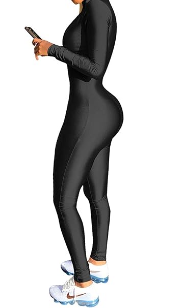 black long sleeve bodycon jumpsuit