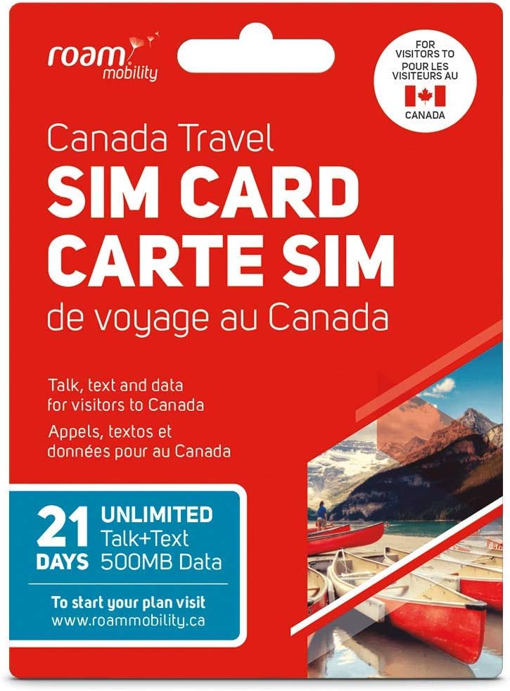21 Day Canada Roaming SIM Card by Roam Mobility with 500MB LTE and Unlimited Talk+Text