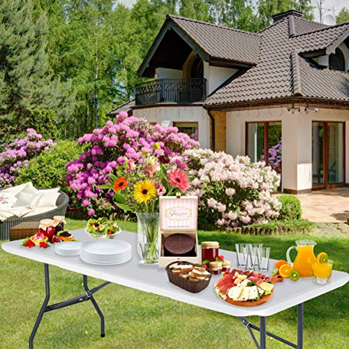 KESSER® Buffettisch Tisch klappbar Kunststoff 183x76 cm Campingtisch Partytisch Klapptisch Gartentisch für Garten, Terrasse und Balkon zusammenklappbar 6 Personen inkl. Tragegriff, Weiß – Bild 5
