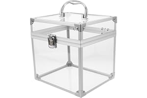 Kichvoe Acrylic Record Holder: Vinyl Record Storage Box Organizer Clear Case with Handles Album Display Bin for Desk