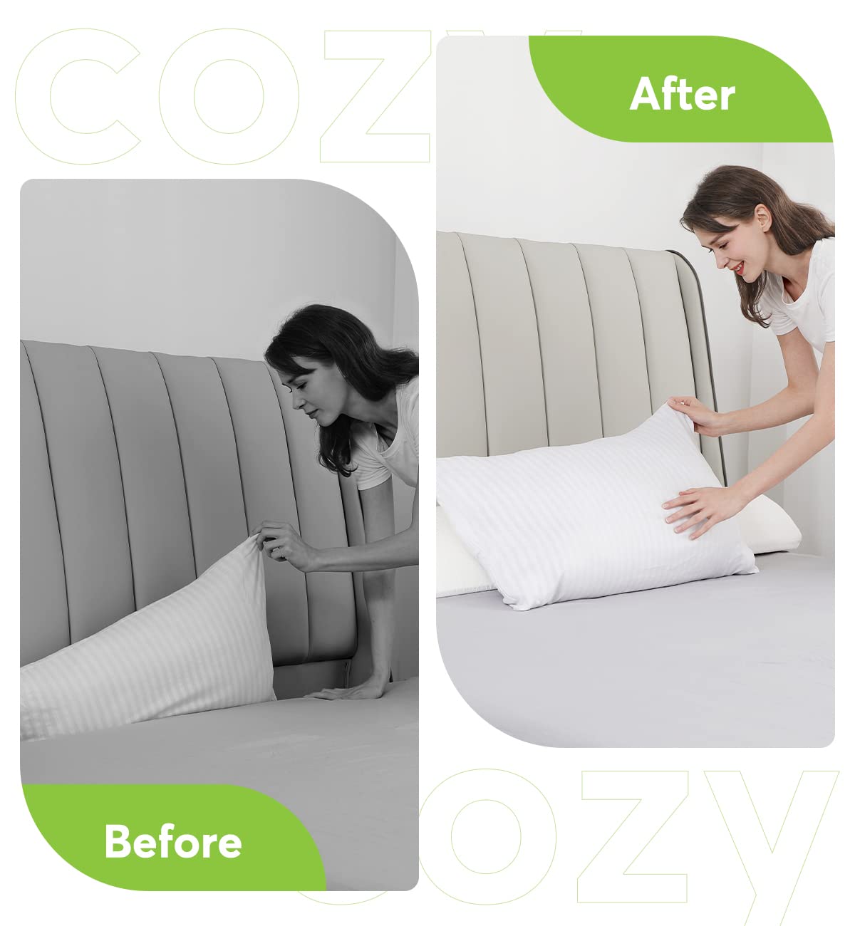 OasisSpace Bed Wedge Pillow for Headboard Gap, Queen Size (60