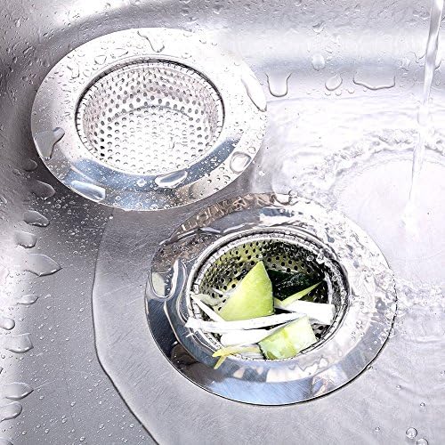HZFS 2pcs Stainless Steel Kitchen Sink Drain Strainer - Large Wide Rim 4.5" Diameter - Perfect for Kitchen Sinks (Large)