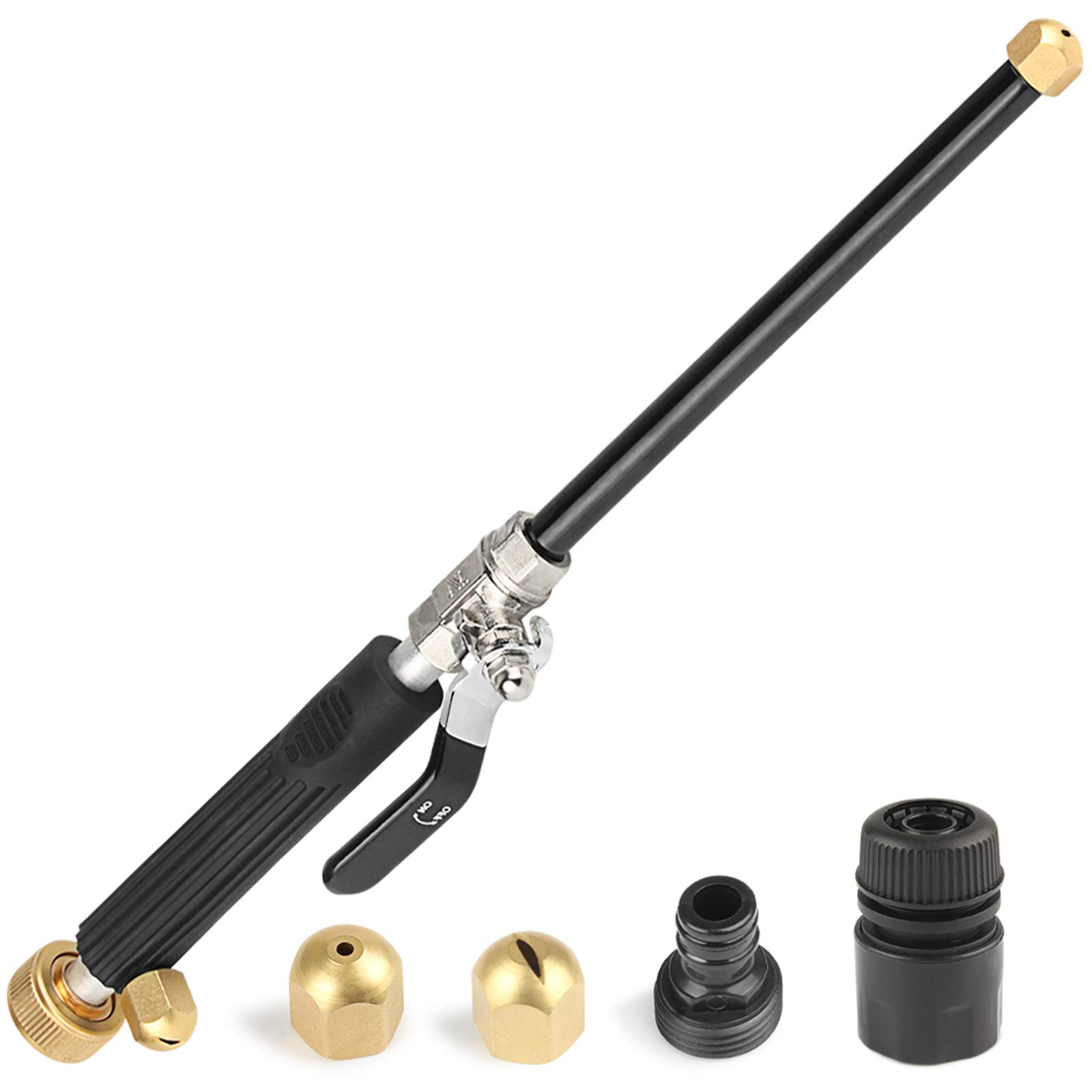 GES Jet High Pressure Power Washer, High Pressure Hose Nozzle Pressure Washer Wand Extendable Garden Hose End, Glass Window Cleaning Sprayer Home Garden Car Water Washing (Jet Type + Fan Type+Black)