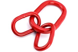 QWORK Chain Sling Ring, Oblong Master Link Hoist Ring for Lifting Rigging,10360 lbs, Grade 80, Red