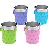 Rich&Ray 8oz Magnetic Reusable Hanging Cup, Stackable Metal Cups Stainless Steel Drinking Cup with Silicone Sleeve for Water Cooler and Fridge (8oz-Purple, Green, Pink, Light Blue)