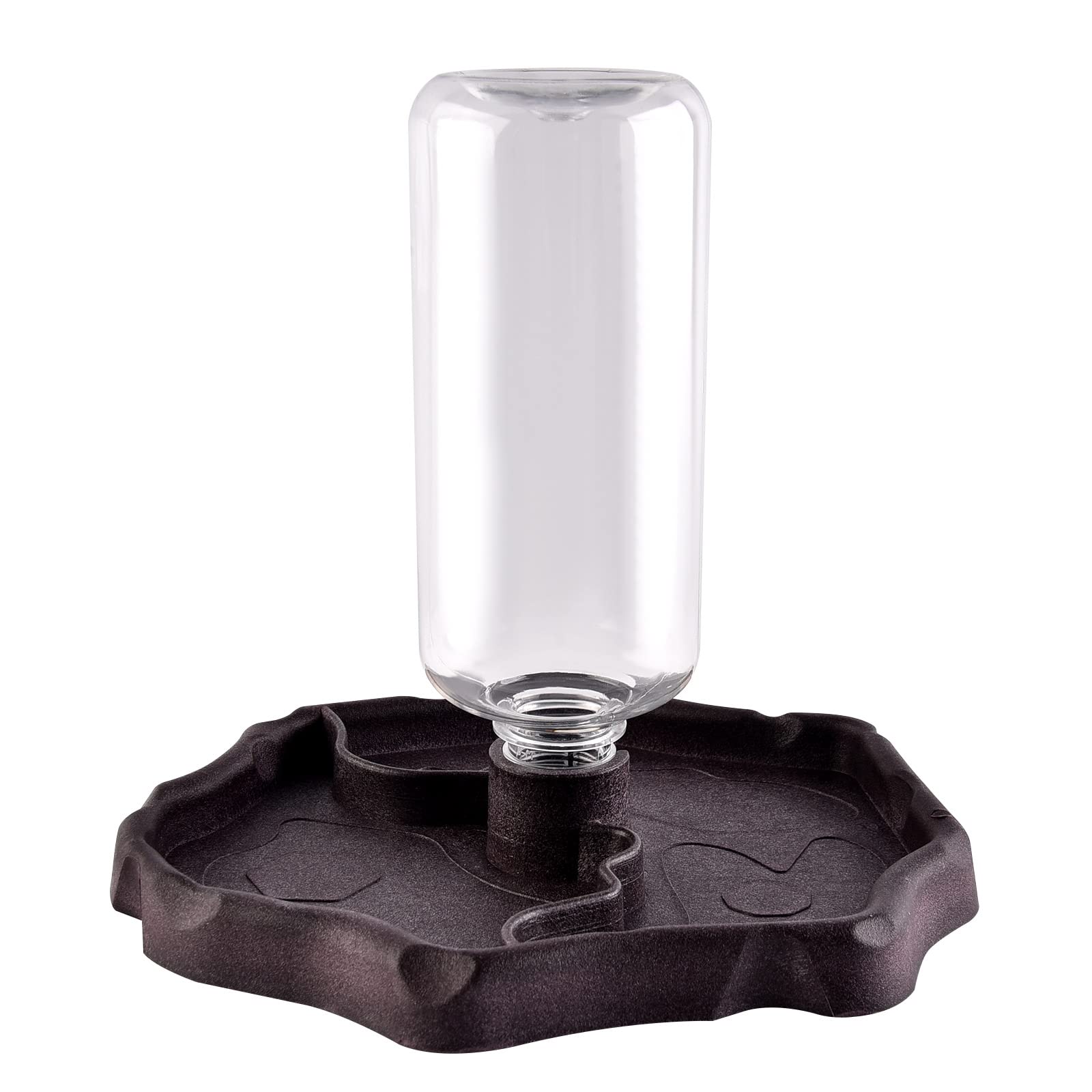 Furpaw Reptile Water Dish Tortoise Water Bowl, 2 in 1 Feeding Food and Water Bowl Automatic Feed Dispenser for Tortoise Spider Lizard Gecko - Brown