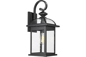 Darkaway Outdoor Lights Fixtures Wall Mount, Large 22inch Outdoor Wall Sconce Lights with Seeded Glass Waterproof Outside Exterior Lights Fixture for House Front Porch Patio （Large, Black）