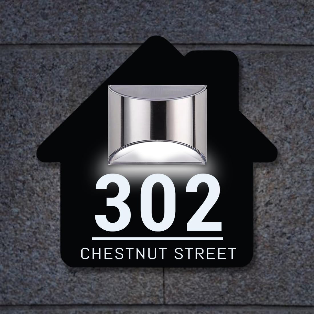 Plaques & Wall Art - Custom light up solar door number Sign Plaque,Personalized led solar powered modern address house Number sign for Outside, LED Address Sign Outdoor Waterproof,solar light house address