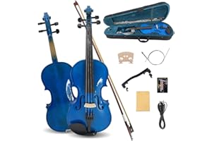 ModouString Electric Violin 4/4 full Size 4 string Acoustic Violin Spruce Maple Ebony Wood with Case, Bow Handmade for Beginners, Students, Professionals (Blue)