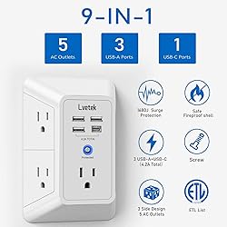 5 Outlet Extender Multi Plug Wall Outlets with 4