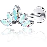 ENONTY Threadless Labret Studs Push-in Colorful CZ Labret Cluster Tragus Helix Conch Lobe Rook Cartilage Push Back Sleeper Piercing Jewelry Earring Stud 1pcs 16G 18G G23