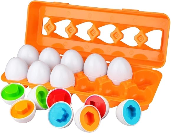 Amazon Dreampark赤ちゃんおもちゃ人気 モンテッソー教育玩具 マッチング卵12pcs イースター エッグ はめこみ 幼児のおもちゃ 形合わせ 知育玩具1 2 3歳 学習おもちゃ カラーシェイプ マッチングエッグセット 色と形の認識 集中力アップ 男の子の女の子 出産 入園の