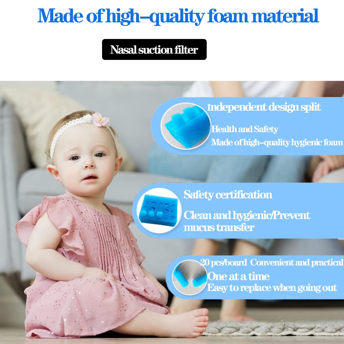 200 PCS Baby Nasal Aspirator Hygiene Filters with Nose Cleaning Tweezer for NoseFrida Nasal Aspirator Filters