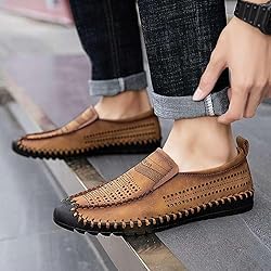 Men's Breathable Perforated Loafers Hand-Stitched