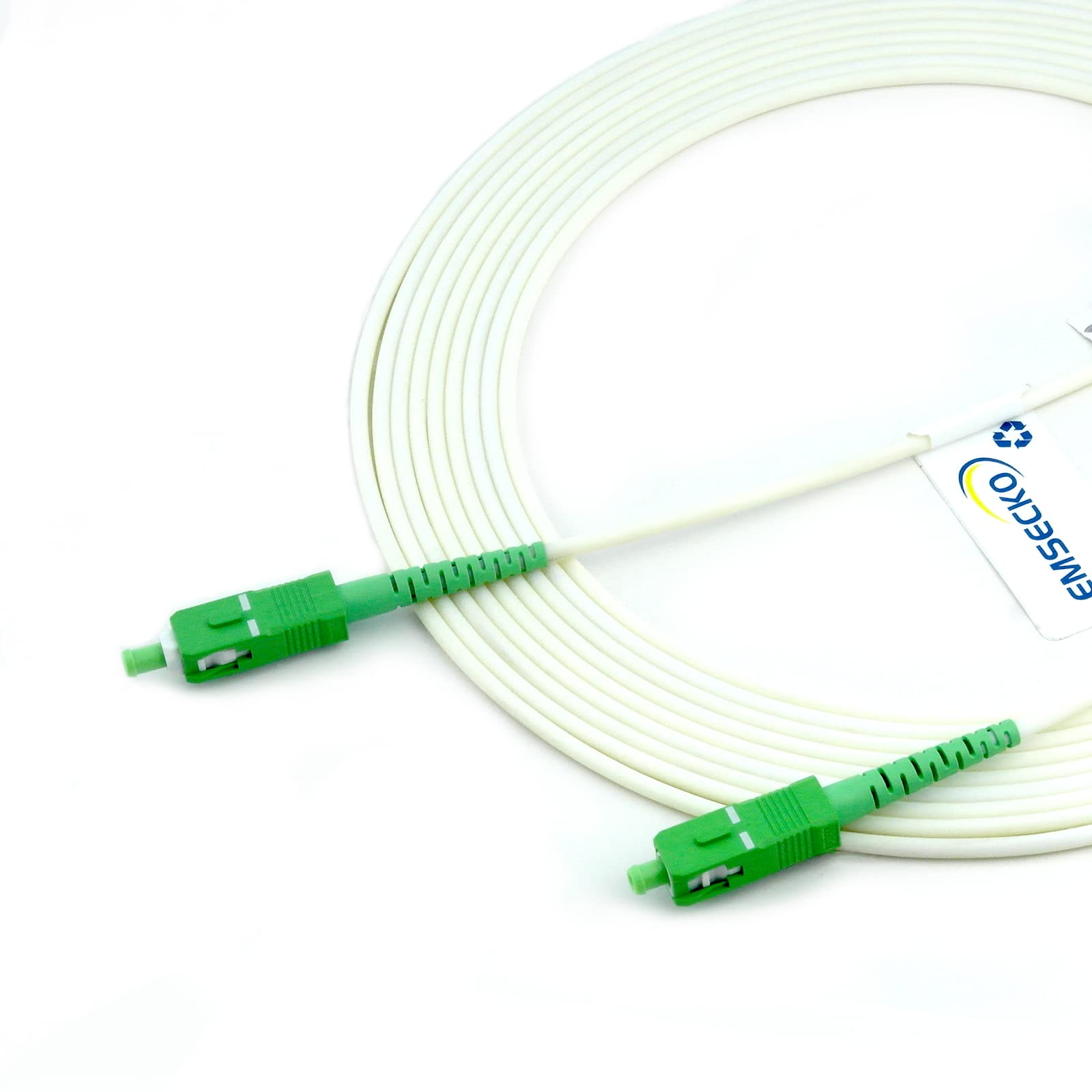EMSECKO Fiber Optic Cable SC/APC to SC/APC OS2 Singlemode Simplex 3.0mm LSZH FTTH Patch Cord (3M)