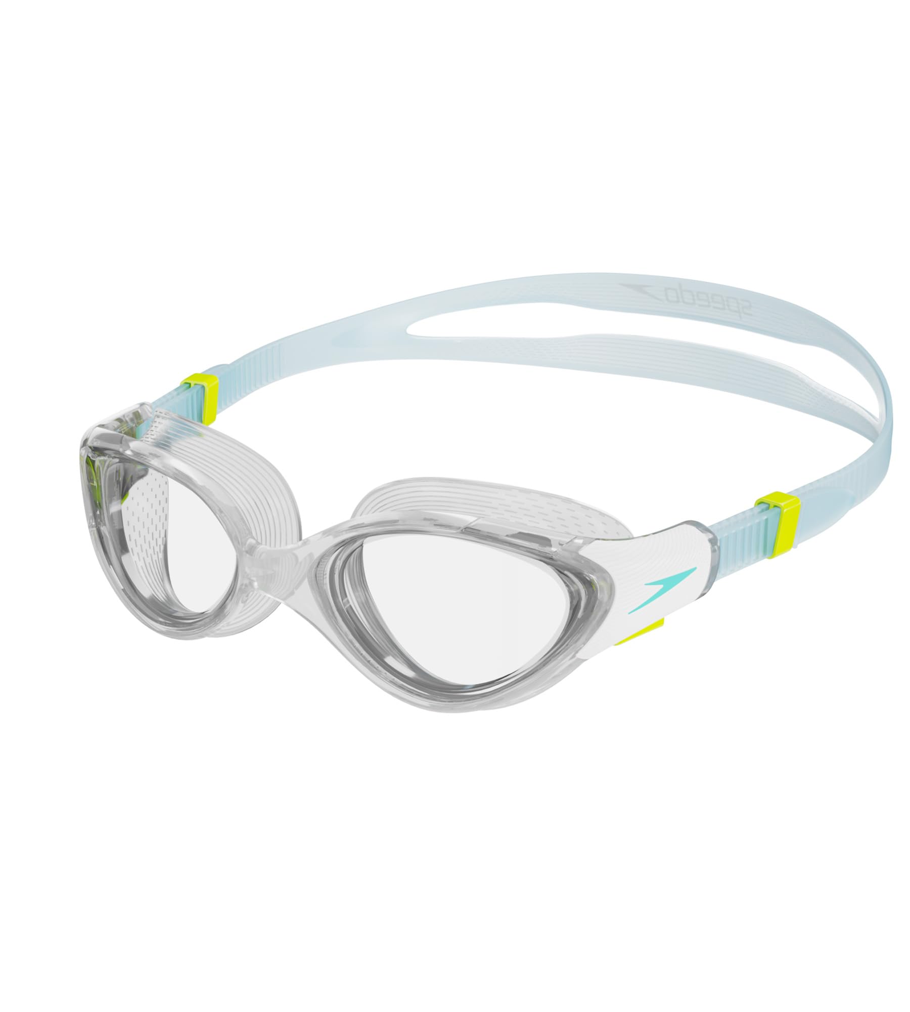 Speedo Women's Biofuse 2.0 SwiMing Goggles | Female Design | Patented Adjust Mechanism | Anti-fog | Anti-leak | Comfort Fit, Clear/White/Marine Blue, One Size