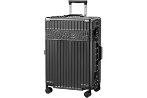 Krute Luggage with Spinner Wheels, 24inch Checked Luggage Zipperless PC+ABS Suitcase with TSA Lock with Aluminum Frame Black