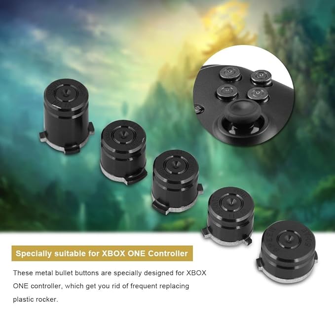 5Pcs Bullet Buttons for Xbox One Black Aluminium 9mm Bullet ABXY
