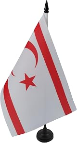 AZ FLAG Northern Cyprus Table Flag 5x8 in 21x14 cm with Pole & Base