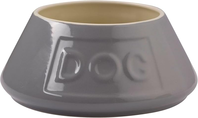Mason Cash Grey Non Tip Dog Bowl 21 cm Ceramic Food & Water Bowl