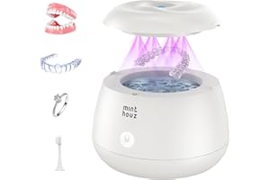 Minthouz Ultrasonic Retainer Cleaner Machine, Dental Pod for Denture, Mouth Guard, Aligner, Night Guard, Toothbrush Heads, Je