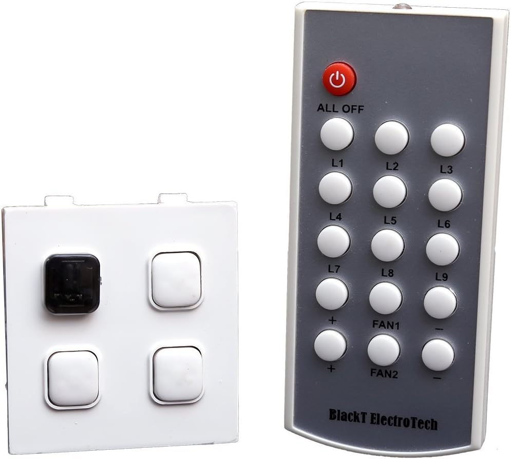 Blackt Electrotech Wireless Modular Remote Switch System with Push Button for 3 Lights (White)