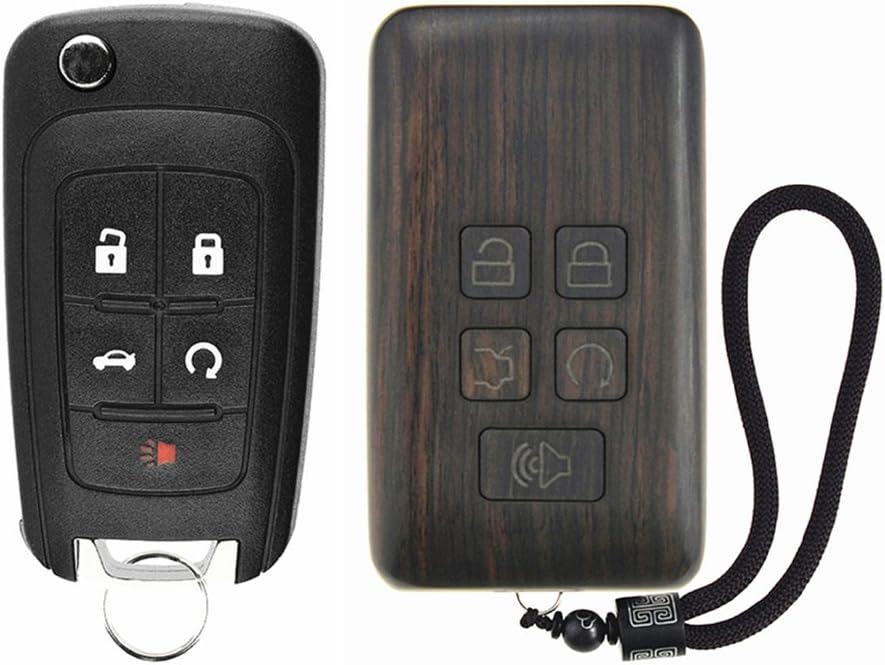 SHIKELANG Keyless Entry Remote Control Refit Rosewood Car Key Fob Shell Replacement for Buick & Chevrolet (Circuit Board & Battery Excluded)