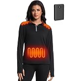 Women's Heated Shirt 1/4 Zip Heated Pullover with Thumb Hole, Fleece Lined | FERNIDA Heated Shirt for Women with Battery Pack Electric Heated Pullover Long Sleeve Heated Sweatshirt for Winter Warmth