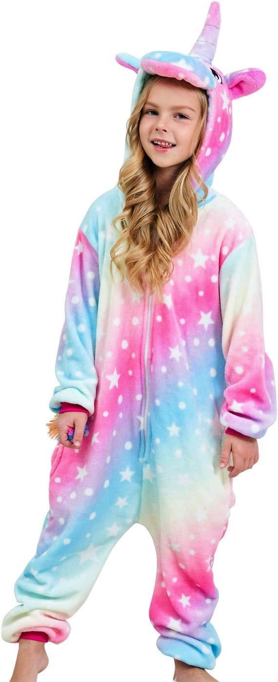 Soft Unicorn Hooded Pajamas Onesie Costume for Girls