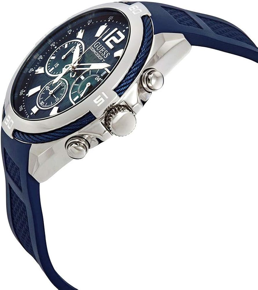 Guess Men's Analogue Quartz Watch with Rubber Strap W1168G1, Blue - Image 5