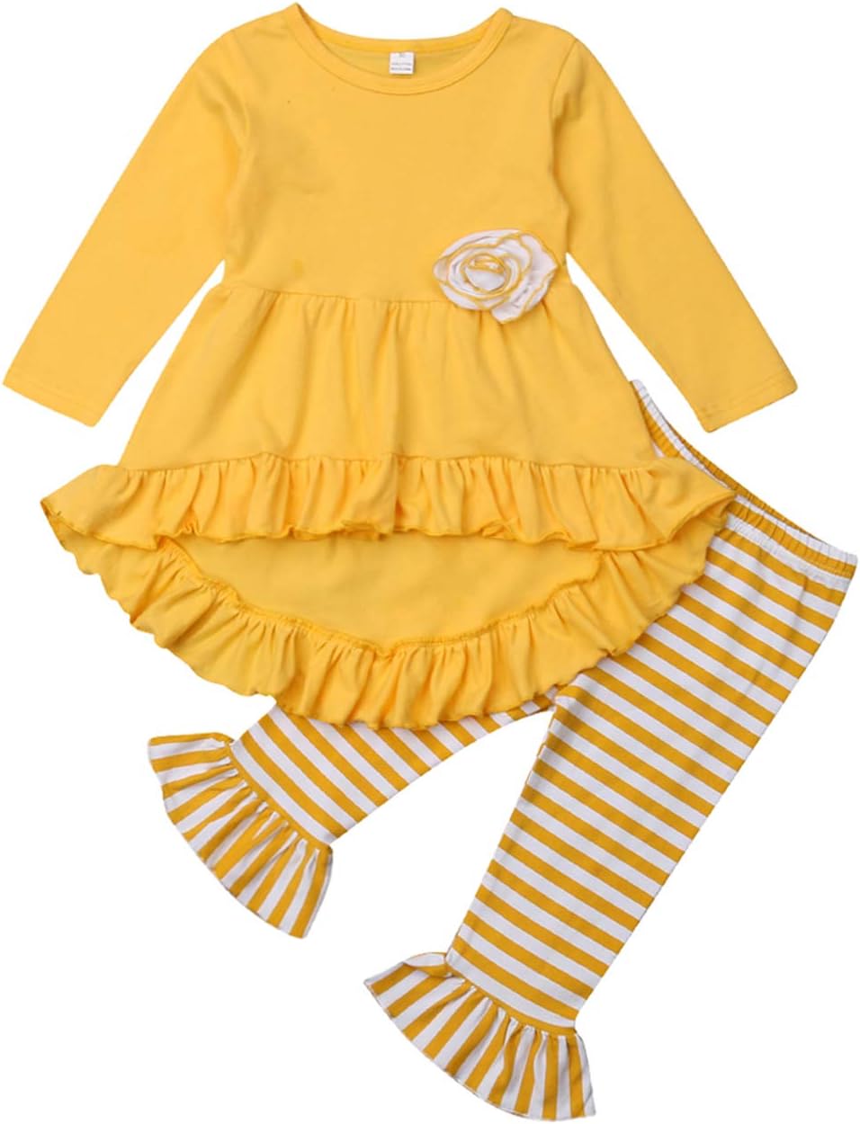 Toddler Little Girls Hi Lo Ruffle Flare Tunic Dress Top Floral Leggings Pants Outfit Set