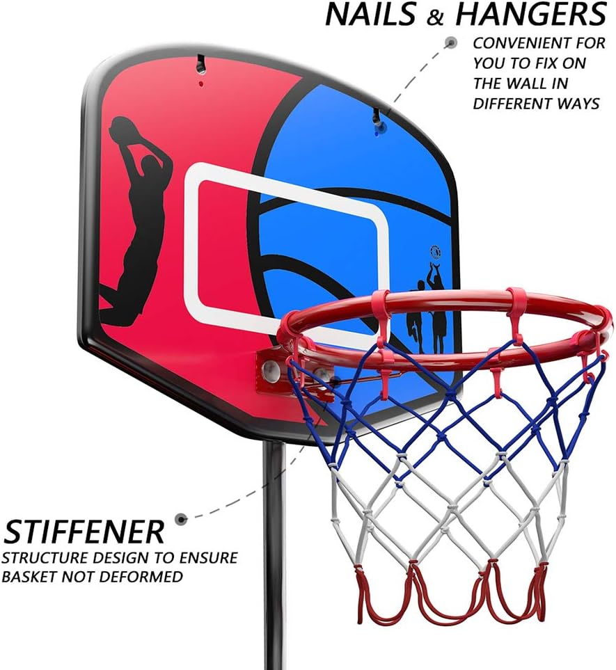 HAHAKEE Kids Basketball Hoop, Height-Adjustable Basket 2.9ft-5.1ft, Indoor and Outdoor Basketball Set for Toddlers Age 3-8: Toys & Games