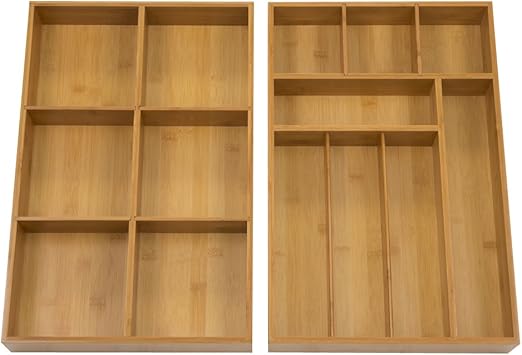 Amazon Com Seville Classics 2 Pack Bamboo Drawer Organizer Home