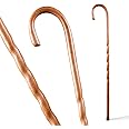 Brazos Handcrafted Wood Walking Cane, Twisted Oak, Crook Style Handle, for Men & Women, Made in the USA, Tan, 37"