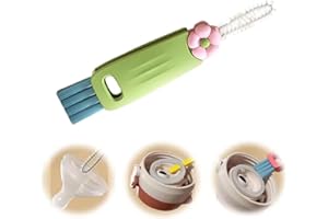 LIMVESO 3 in 1 Cup Lid Cleaning Brush, 2025 New Cup Lid Cleaner with Brush, Multifunctional Portable Crevice Cleaning Brush Set for Baby Bottle Gap Tight Spaces, Home Kitchen Cleaning Tools (Green)
