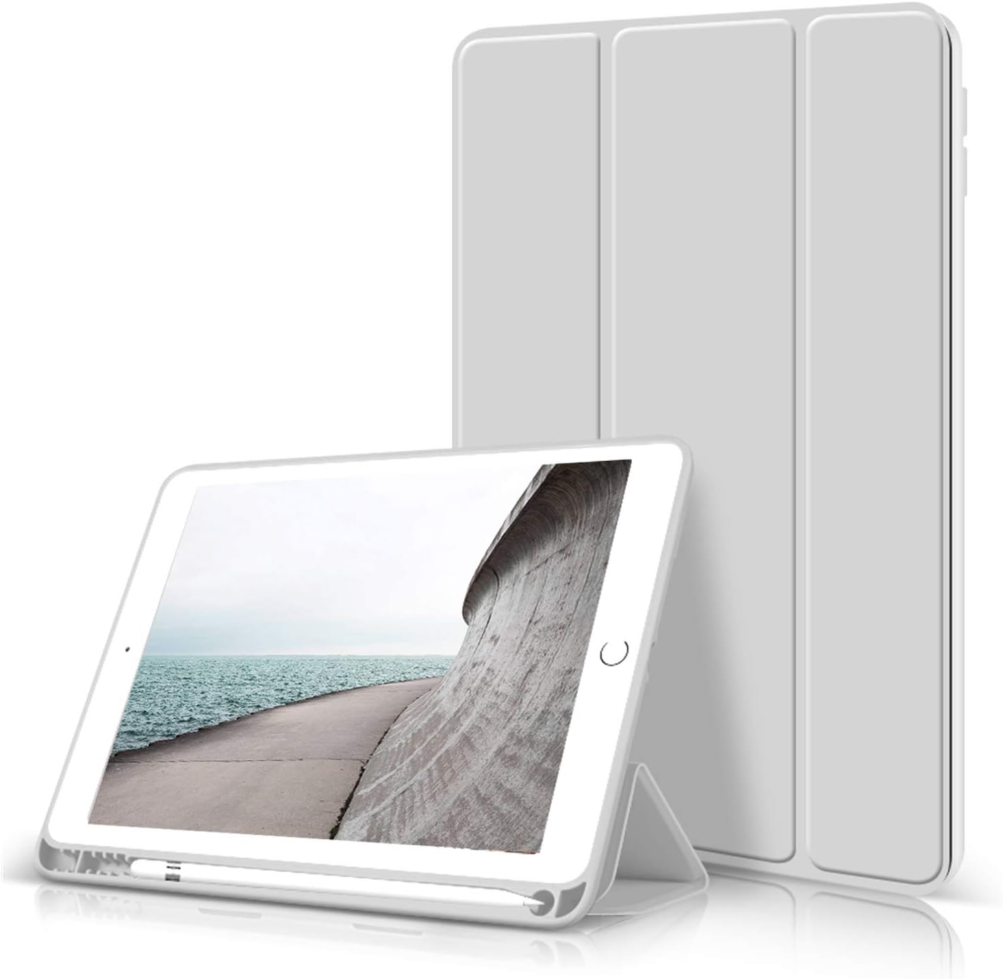 ZOYU Case for iPad 9th/8th/7th Generation with Pencil Holder, Slim Stand Smart Case with Soft TPU Back Cover